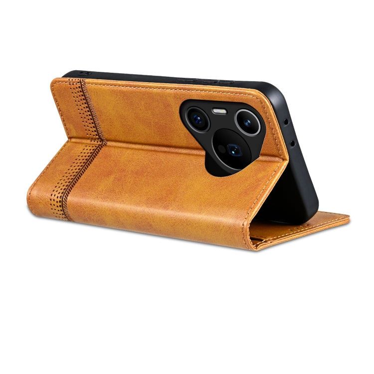 For Huawei Pura 70 Pro / 70 Pro+ Fine Hole AZNS Magnetic Calf Texture Flip Leather Phone Case(Light Brown) - Huawei Cases by AZNS | Online Shopping South Africa | PMC Jewellery | Buy Now Pay Later Mobicred