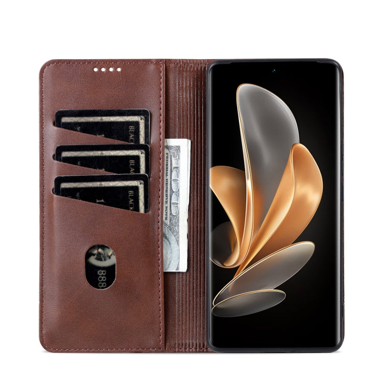 For Huawei Pura 70 Pro / 70 Pro+ Fine Hole AZNS Magnetic Calf Texture Flip Leather Phone Case(Dark Brown) - Huawei Cases by AZNS | Online Shopping South Africa | PMC Jewellery | Buy Now Pay Later Mobicred