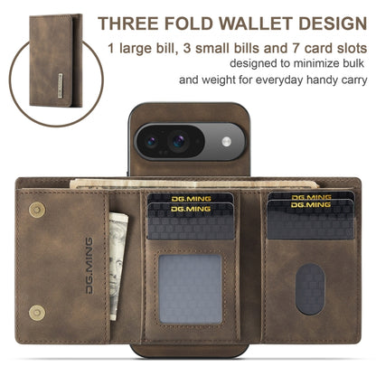 For Google Pixel 9 / 9 Pro DG.MING M1 Series 3-Fold Multi Card Wallet + Magnetic Phone Case(Coffee) - Google Cases by DG.MING | Online Shopping South Africa | PMC Jewellery | Buy Now Pay Later Mobicred