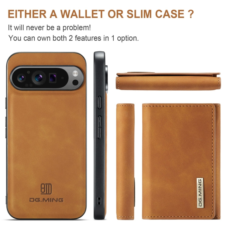 For Google Pixel 9 Pro XL DG.MING M1 Series 3-Fold Multi Card Wallet + Magnetic Phone Case(Brown) - Google Cases by DG.MING | Online Shopping South Africa | PMC Jewellery | Buy Now Pay Later Mobicred