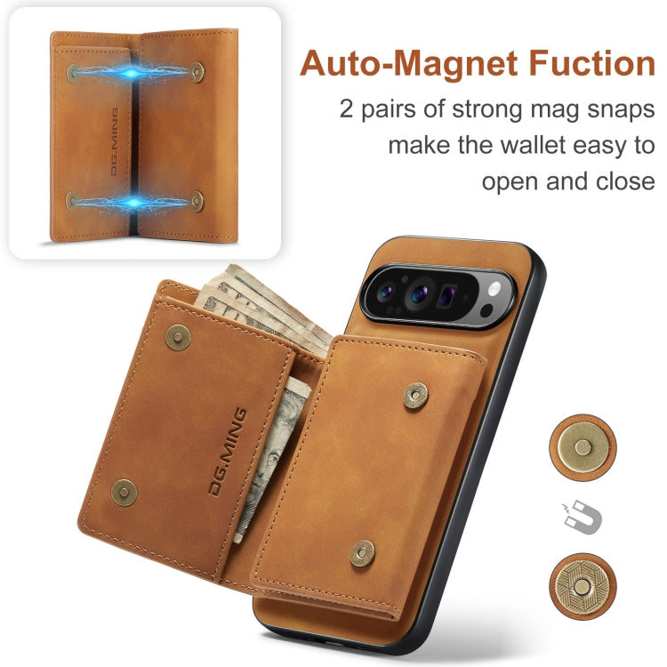 For Google Pixel 9 Pro XL DG.MING M1 Series 3-Fold Multi Card Wallet + Magnetic Phone Case(Brown) - Google Cases by DG.MING | Online Shopping South Africa | PMC Jewellery | Buy Now Pay Later Mobicred