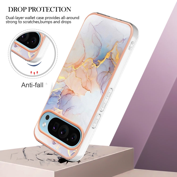 For Google Pixel 9 Pro XL Electroplating IMD TPU Phone Case(White Marble) - Google Cases by PMC Jewellery | Online Shopping South Africa | PMC Jewellery | Buy Now Pay Later Mobicred