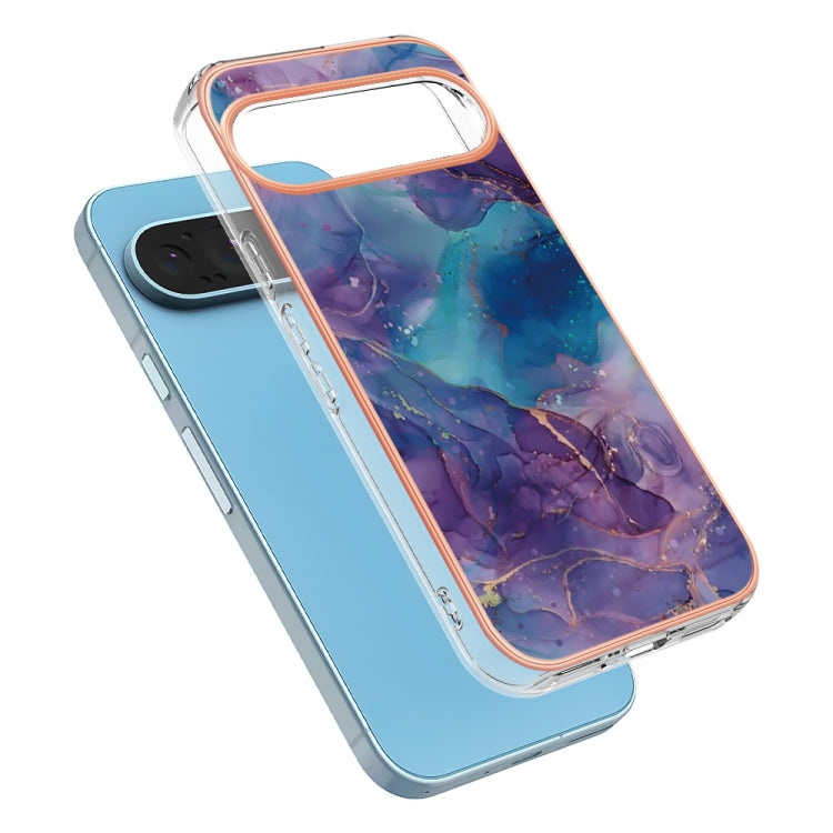 For Google Pixel 9 / 9 Pro Electroplating Marble Dual-side IMD Phone Case(Purple 016) - Google Cases by PMC Jewellery | Online Shopping South Africa | PMC Jewellery | Buy Now Pay Later Mobicred