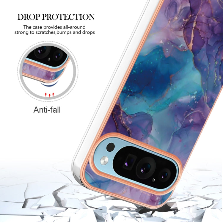 For Google Pixel 9 / 9 Pro Electroplating Marble Dual-side IMD Phone Case(Purple 016) - Google Cases by PMC Jewellery | Online Shopping South Africa | PMC Jewellery | Buy Now Pay Later Mobicred