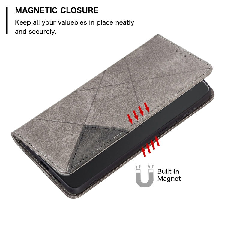 For Xiaomi Redmi Note 12S 4G / Note 11  Rhombus Texture Magnetic Leather Phone Case(Grey) - Xiaomi Cases by PMC Jewellery | Online Shopping South Africa | PMC Jewellery | Buy Now Pay Later Mobicred