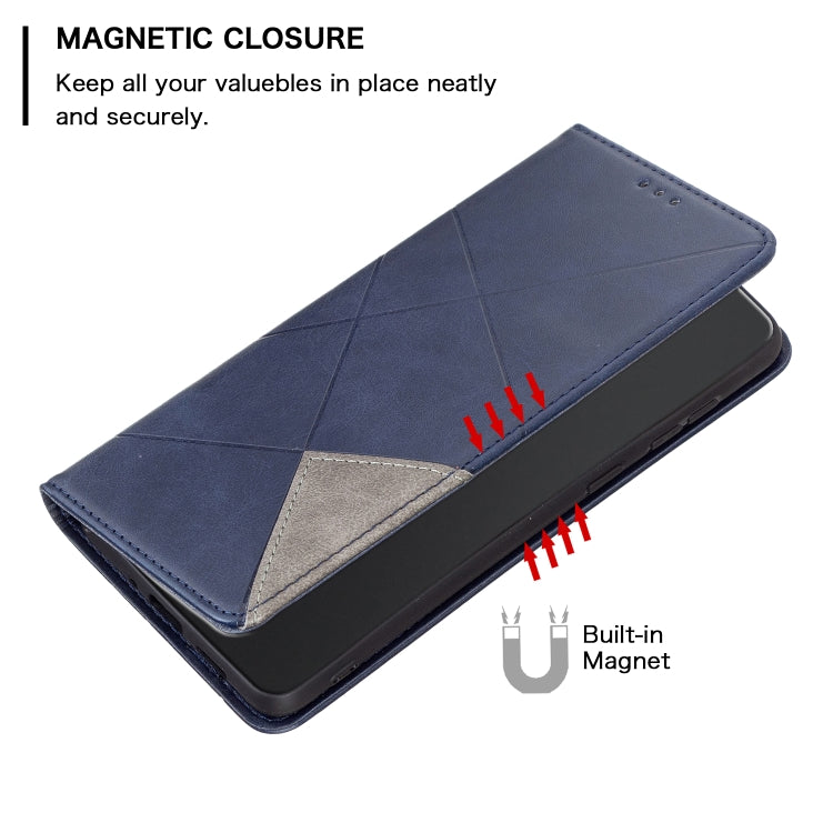 For Xiaomi Redmi Note 13 Rhombus Texture Magnetic Leather Phone Case(Blue) - Xiaomi Cases by PMC TechLife | Online Shopping South Africa | PMC TechLife | Buy Now Pay Later Mobicred