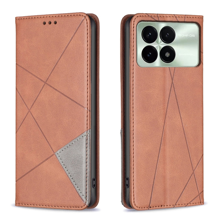 For Xiaomi Redmi K70 / K70 Pro Rhombus Texture Magnetic Leather Phone Case(Brown) - K70 Pro Cases by PMC Jewellery | Online Shopping South Africa | PMC Jewellery | Buy Now Pay Later Mobicred