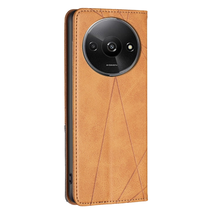 For Xiaomi Redmi A3 Rhombus Texture Magnetic Leather Phone Case(Yellow) - Xiaomi Cases by PMC TechLife | Online Shopping South Africa | PMC TechLife | Buy Now Pay Later Mobicred