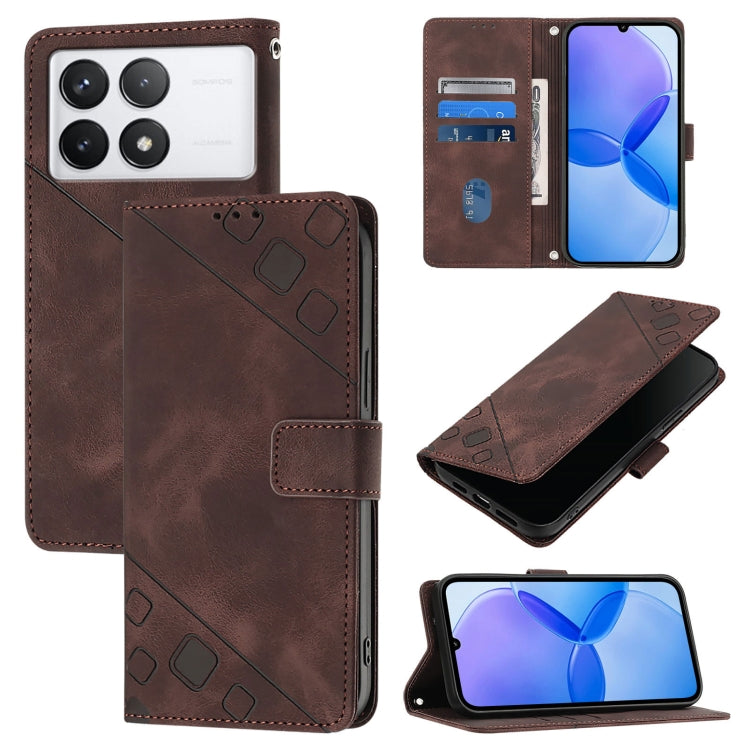 For Xiaomi Redmi K70 / K70 Pro Skin Feel Embossed Leather Phone Case(Brown) - K70 Cases by PMC Jewellery | Online Shopping South Africa | PMC Jewellery | Buy Now Pay Later Mobicred