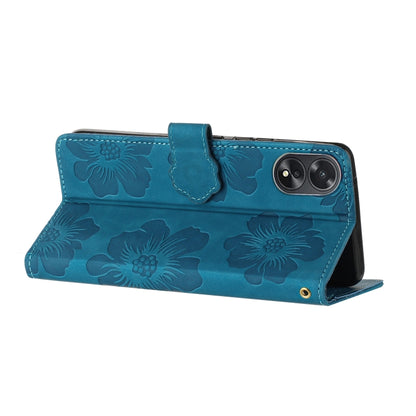 For OPPO A18 Flower Embossing Pattern Leather Phone Case(Blue) - A18 Cases by PMC Jewellery | Online Shopping South Africa | PMC Jewellery | Buy Now Pay Later Mobicred