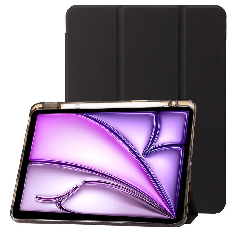 For iPad Air 13 2024 Clear Acrylic 3-Fold Leather Tablet Case(Black) - iPad Air 13 2024 Cases by PMC Jewellery | Online Shopping South Africa | PMC Jewellery | Buy Now Pay Later Mobicred