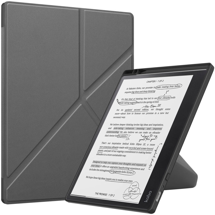 For Kobo Elipsa 2E Solid Color Deformation TPU Leather Smart Tablet Case(Grey) - Others by PMC TechLife | Online Shopping South Africa | PMC TechLife | Buy Now Pay Later Mobicred
