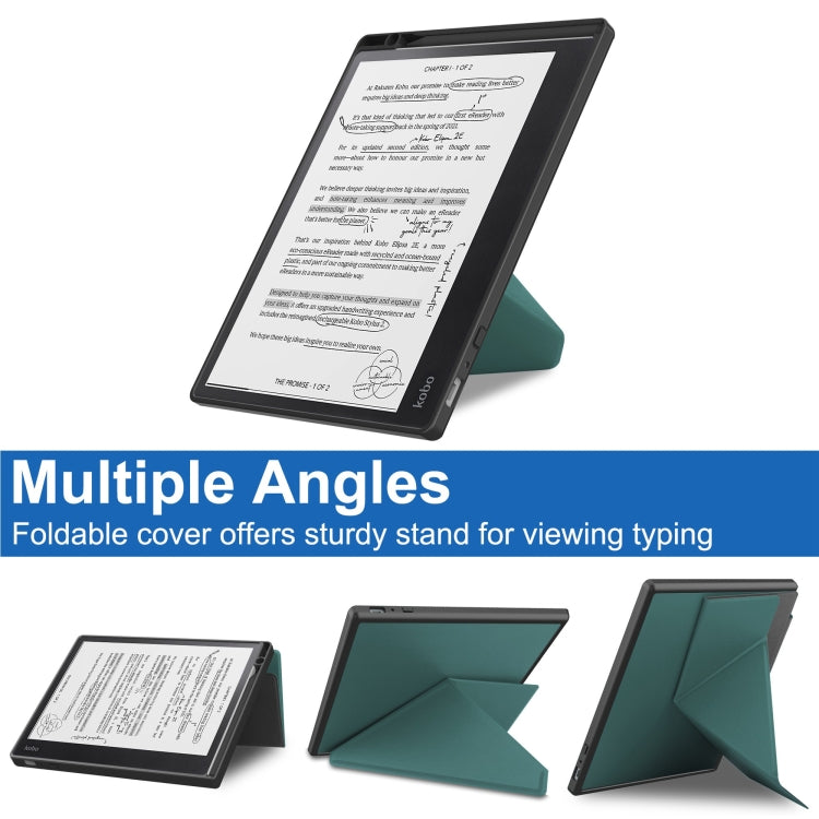 For Kobo Elipsa 2E Solid Color Deformation TPU Leather Smart Tablet Case(Green) - Others by PMC TechLife | Online Shopping South Africa | PMC TechLife | Buy Now Pay Later Mobicred
