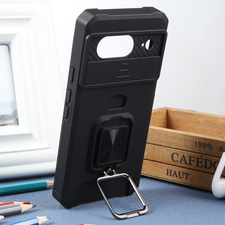 For Google Pixel 8 Camera Shield Card Slot PC+TPU Phone Case(Black) - Google Cases by PMC TechLife | Online Shopping South Africa | PMC TechLife | Buy Now Pay Later Mobicred