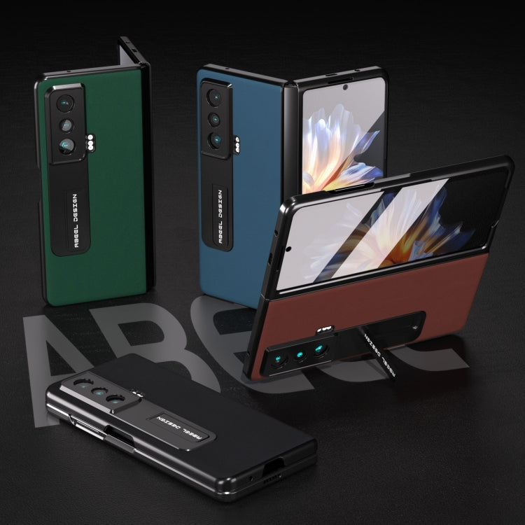 For Honor Magic Vs ABEEL Integrated Genuine Leather Silky Soft Phone Case with Holder(Green) - Honor Cases by PMC TechLife | Online Shopping South Africa | PMC TechLife | Buy Now Pay Later Mobicred