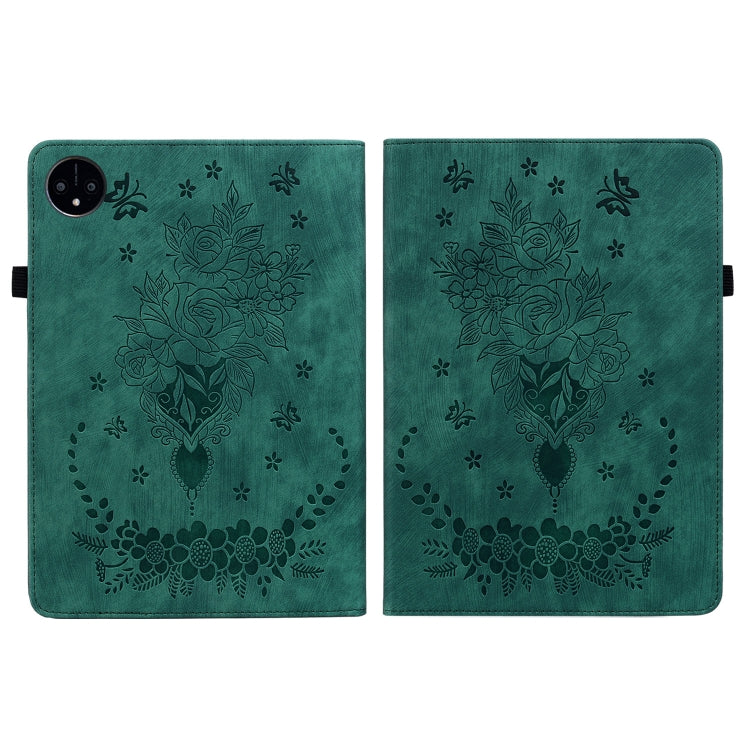 For Huawei MatePad Pro 11 2022 Butterfly Rose Embossed Leather Tablet Case(Green) - Huawei Cases by PMC TechLife | Online Shopping South Africa | PMC TechLife | Buy Now Pay Later Mobicred