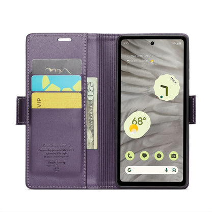 For Google Pixel 7a CaseMe 023 Butterfly Buckle Litchi Texture RFID Anti-theft Leather Phone Case(Pearly Purple) - Google Cases by CaseMe | Online Shopping South Africa | PMC Jewellery | Buy Now Pay Later Mobicred