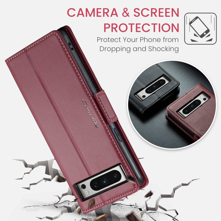 For Google Pixel 8 Pro CaseMe 023 Butterfly Buckle Litchi Texture RFID Anti-theft Leather Phone Case(Wine Red) - Google Cases by CaseMe | Online Shopping South Africa | PMC Jewellery | Buy Now Pay Later Mobicred