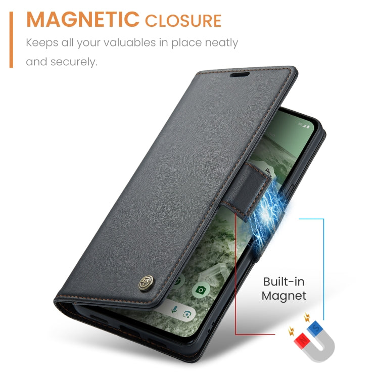 For Google Pixel 8a CaseMe 023 Butterfly Buckle Litchi Texture RFID Anti-theft Leather Phone Case(Black) - Google Cases by CaseMe | Online Shopping South Africa | PMC Jewellery | Buy Now Pay Later Mobicred