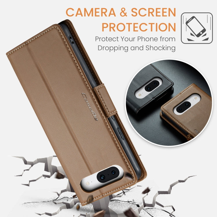 For Google Pixel 8a CaseMe 023 Butterfly Buckle Litchi Texture RFID Anti-theft Leather Phone Case(Brown) - Google Cases by CaseMe | Online Shopping South Africa | PMC Jewellery | Buy Now Pay Later Mobicred