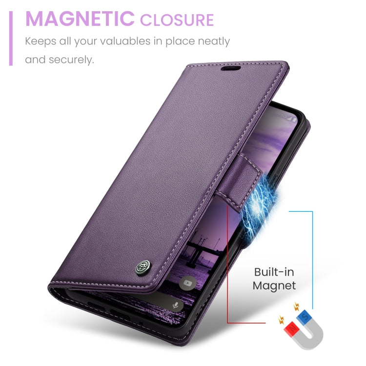 For Google Pixel 9 / 9 Pro CaseMe 023 Butterfly Buckle Litchi Texture RFID Anti-theft Leather Phone Case(Pearly Purple) - Google Cases by CaseMe | Online Shopping South Africa | PMC Jewellery | Buy Now Pay Later Mobicred