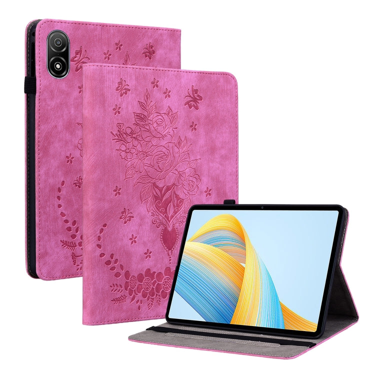 For Honor Pad V8 Pro Butterfly Rose Embossed Leather Tablet Case(Rose Red) - Honor Cases by PMC TechLife | Online Shopping South Africa | PMC TechLife | Buy Now Pay Later Mobicred