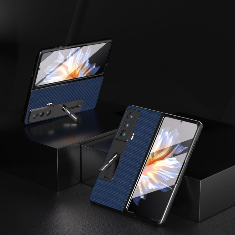 For Honor Magic Vs Carbon Fiber Texture Integrated Protective Phone Case with Holder(Dark Blue) - Honor Cases by PMC TechLife | Online Shopping South Africa | PMC TechLife | Buy Now Pay Later Mobicred