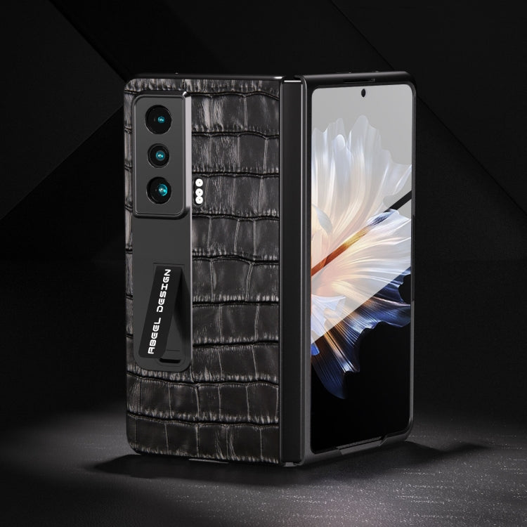 For Honor Magic Vs Integrated Crocodile Texture Genuine Leather Phone Case(Black) - Honor Cases by PMC TechLife | Online Shopping South Africa | PMC TechLife | Buy Now Pay Later Mobicred