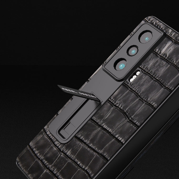 For Honor Magic Vs Integrated Crocodile Texture Genuine Leather Phone Case(Black) - Honor Cases by PMC TechLife | Online Shopping South Africa | PMC TechLife | Buy Now Pay Later Mobicred