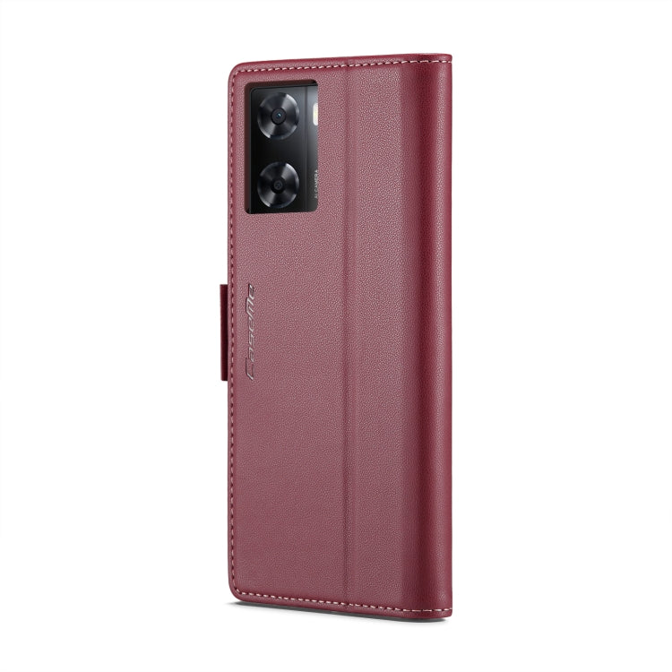 For OPPO A57 4G Global/A57s 4G Global CaseMe 023 Butterfly Buckle Litchi Texture RFID Anti-theft Leather Phone Case(Wine Red) - OPPO Cases by CaseMe | Online Shopping South Africa | PMC Jewellery | Buy Now Pay Later Mobicred