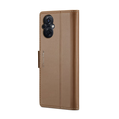 For OPPO Reno7 Z Global/Reno7 Lite Global CaseMe 023 Butterfly Buckle Litchi Texture RFID Anti-theft Leather Phone Case(Brown) - OPPO Cases by CaseMe | Online Shopping South Africa | PMC Jewellery | Buy Now Pay Later Mobicred