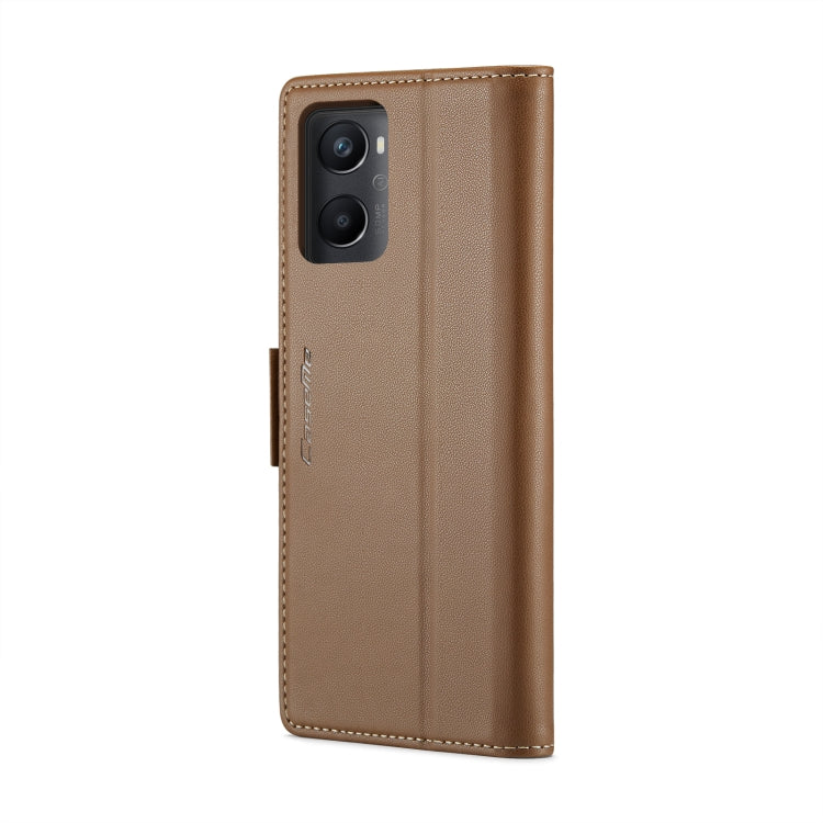 For OPPO A96 4G Global/A36 4G/K10 4G/A76 4G CaseMe 023 Butterfly Buckle Litchi Texture RFID Anti-theft Leather Phone Case(Brown) - OPPO Cases by CaseMe | Online Shopping South Africa | PMC Jewellery | Buy Now Pay Later Mobicred