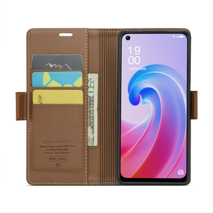 For OPPO A96 4G Global/A36 4G/K10 4G/A76 4G CaseMe 023 Butterfly Buckle Litchi Texture RFID Anti-theft Leather Phone Case(Brown) - OPPO Cases by CaseMe | Online Shopping South Africa | PMC Jewellery | Buy Now Pay Later Mobicred