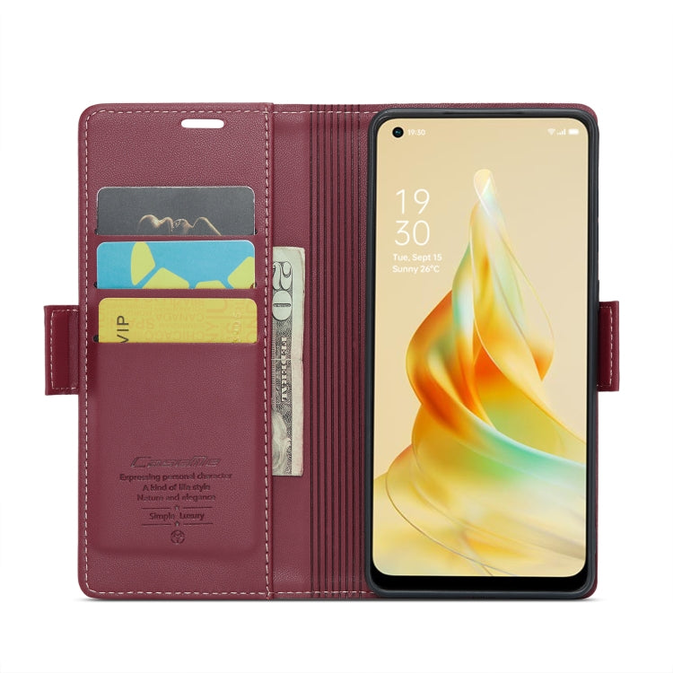 For OPPO Reno8 T 4G CaseMe 023 Butterfly Buckle Litchi Texture RFID Anti-theft Leather Phone Case(Wine Red) - OPPO Cases by CaseMe | Online Shopping South Africa | PMC Jewellery | Buy Now Pay Later Mobicred