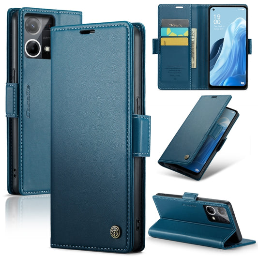 For OPPO Reno7 4G Indonesia/F21 Pro 4G/Reno8 4G CaseMe 023 Butterfly Buckle Litchi Texture RFID Anti-theft Leather Phone Case(Blue) - OPPO Cases by CaseMe | Online Shopping South Africa | PMC Jewellery | Buy Now Pay Later Mobicred