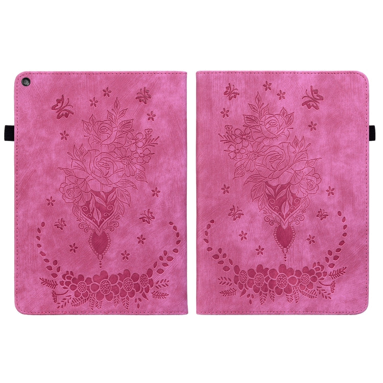 For Amazon Kindle Fire HD10 2019 / 2017 Butterfly Rose Embossed Leather Smart Tablet Case(Rose Red) - Amazon by PMC TechLife | Online Shopping South Africa | PMC TechLife | Buy Now Pay Later Mobicred