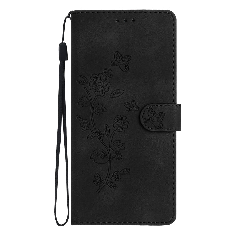 For iPhone 16 Plus Flower Butterfly Embossing Pattern Leather Phone Case(Black) - iPhone 16 Plus Cases by PMC TechLife | Online Shopping South Africa | PMC TechLife | Buy Now Pay Later Mobicred