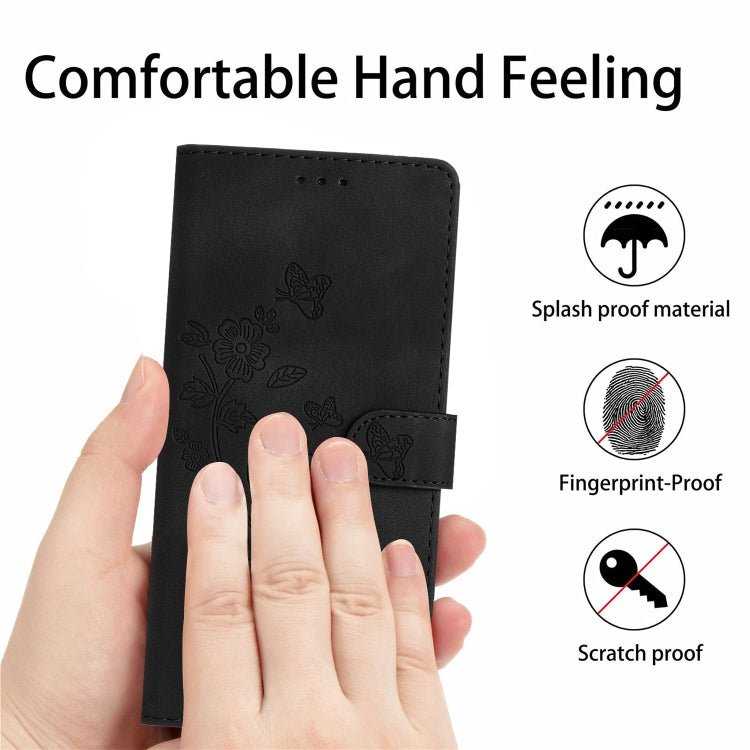 For iPhone 16 Plus Flower Butterfly Embossing Pattern Leather Phone Case(Black) - iPhone 16 Plus Cases by PMC TechLife | Online Shopping South Africa | PMC TechLife | Buy Now Pay Later Mobicred
