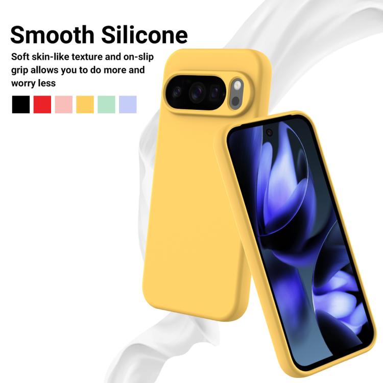 For Google Pixel 10 Pro Pure Color Liquid Silicone Shockproof Phone Case(Yellow) - free shipping - PMC TechLife - Order now!