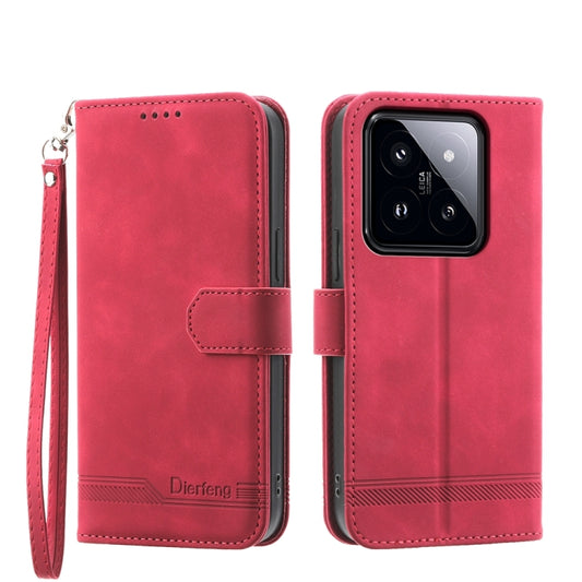 For Xiaomi 14 Pro Dierfeng Dream Line TPU + PU Leather Phone Case(Red) - 14 Pro Cases by PMC Jewellery | Online Shopping South Africa | PMC Jewellery | Buy Now Pay Later Mobicred