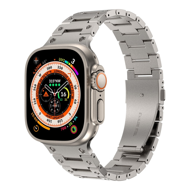 Double Rows Metal Watch Band For Apple Watch Ultra 2 49mm(Titanium) - Watch Bands by PMC TechLife | Online Shopping South Africa | PMC TechLife