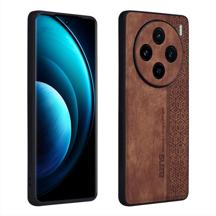 For vivo X100 AZNS 3D Embossed Skin Feel Phone Case(Brown) - X100 Cases by AZNS | Online Shopping South Africa | PMC Jewellery | Buy Now Pay Later Mobicred