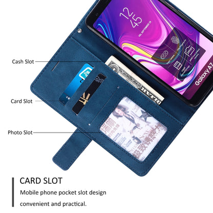 For Samsung Galaxy A7(2018) Skin Feel Splicing Horizontal Flip Leather Case with Holder & Card Slots & Wallet & Photo Frame(Blue) - Galaxy Phone Cases by PMC Jewellery | Online Shopping South Africa | PMC Jewellery