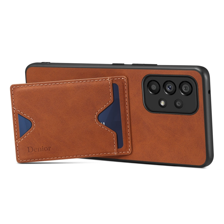 For Samsung Galaxy S24 Ultra 5G Denior PU Back Cover Card Slot Holder Phone Case(Brown) - Galaxy S24 Ultra 5G Cases by Denior | Online Shopping South Africa | PMC Jewellery | Buy Now Pay Later Mobicred