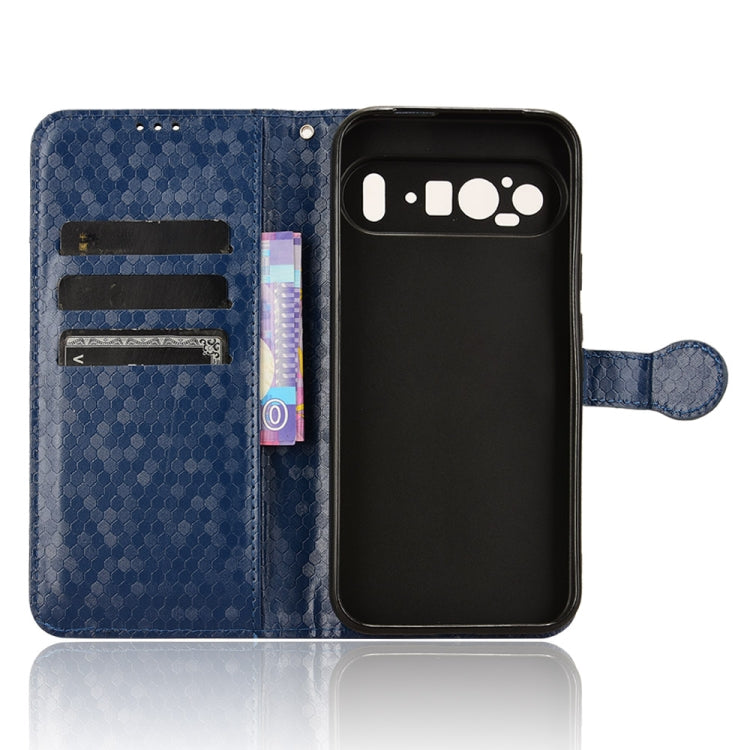 For Google Pixel 9 Pro XL Honeycomb Dot Texture Leather Phone Case(Blue) - Google Cases by PMC Jewellery | Online Shopping South Africa | PMC Jewellery | Buy Now Pay Later Mobicred