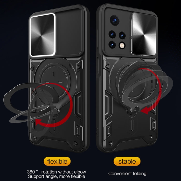 For Xiaomi Redmi Note 11 Global CD Texture Sliding Camshield Magnetic Holder Phone Case(Black) - free shipping - PMC TechLife - Order now!