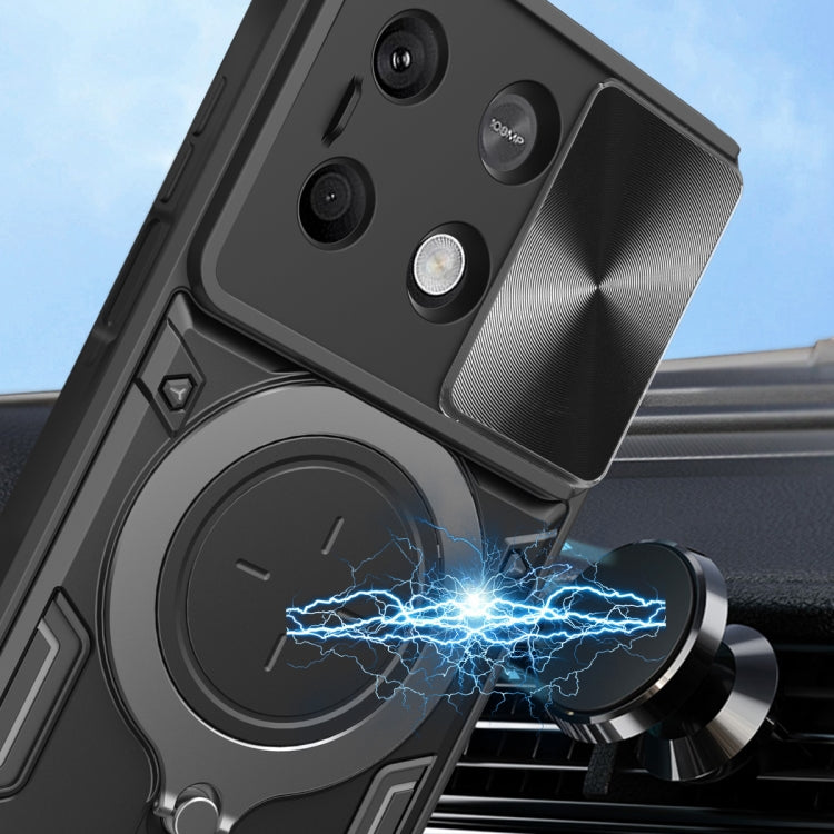For Xiaomi Redmi Note 13 5G CD Texture Sliding Camshield Magnetic Holder Phone Case(Blue) - free shipping - PMC TechLife - Order now!