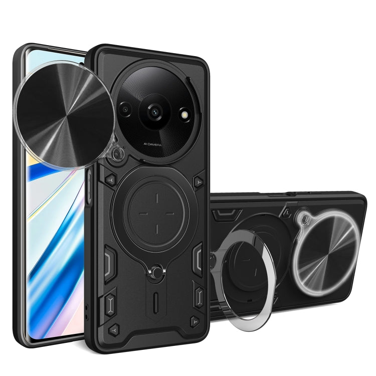 For Xiaomi Redmi A3 CD Texture Sliding Camshield Magnetic Holder Phone Case(Black) - free shipping - PMC TechLife - Order now!