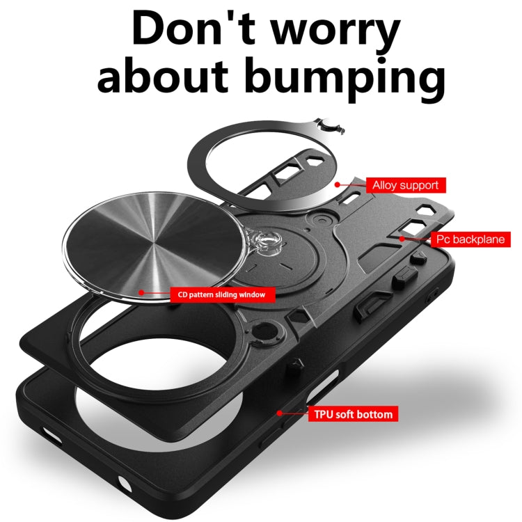 For Xiaomi Redmi A3 CD Texture Sliding Camshield Magnetic Holder Phone Case(Black) - free shipping - PMC TechLife - Order now!