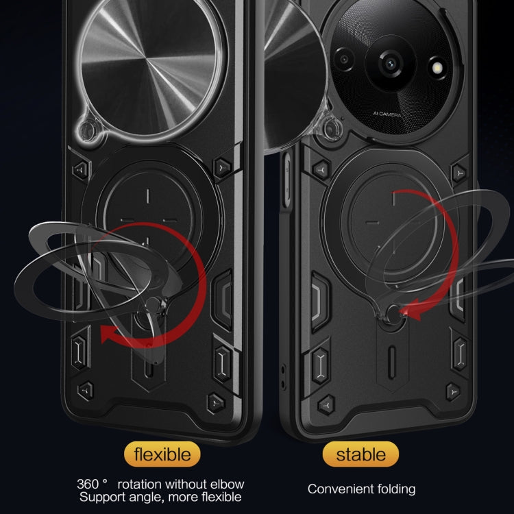 For Xiaomi Redmi A3 CD Texture Sliding Camshield Magnetic Holder Phone Case(Black) - free shipping - PMC TechLife - Order now!